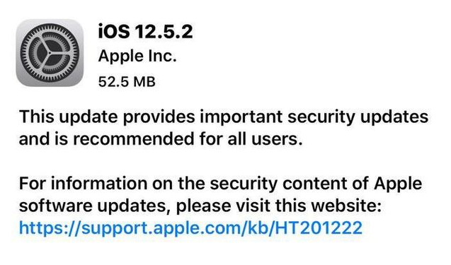 普陀苹果手机维修分享iOS12.5.2发布，建议所有老苹果用户安装 